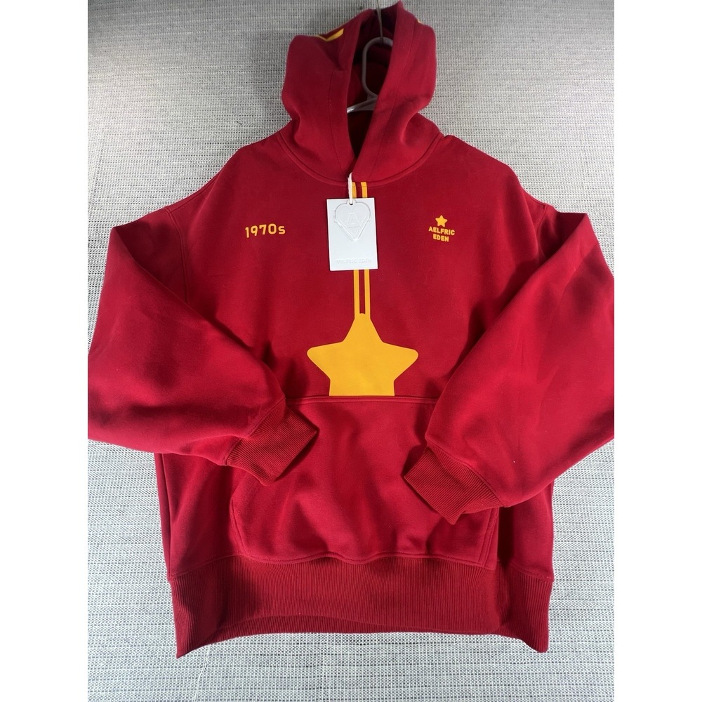 Aelfric Eden Oversize Star Pullover Hoodie Kansas Red Unisex With Pocket Sz  XS